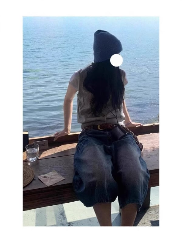 Denim šorts s visokim strukom, pamuk tkanina, lagani materijal, casual stil