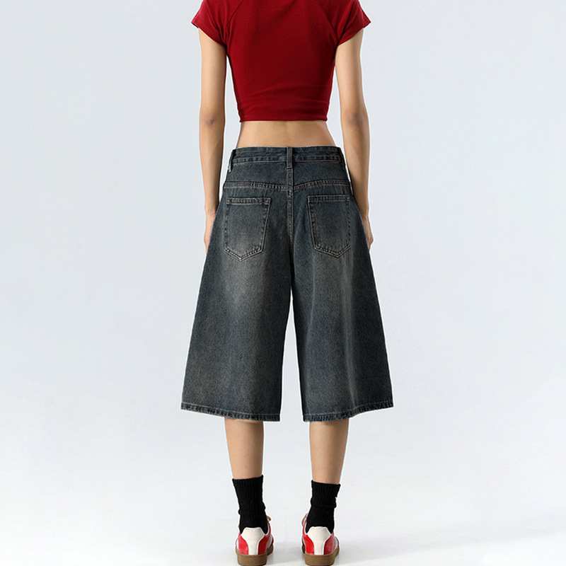 Ženske traperice od denima, visoka talija, široke nogavice, cropped dužina, street stil, 50-70% pamuka