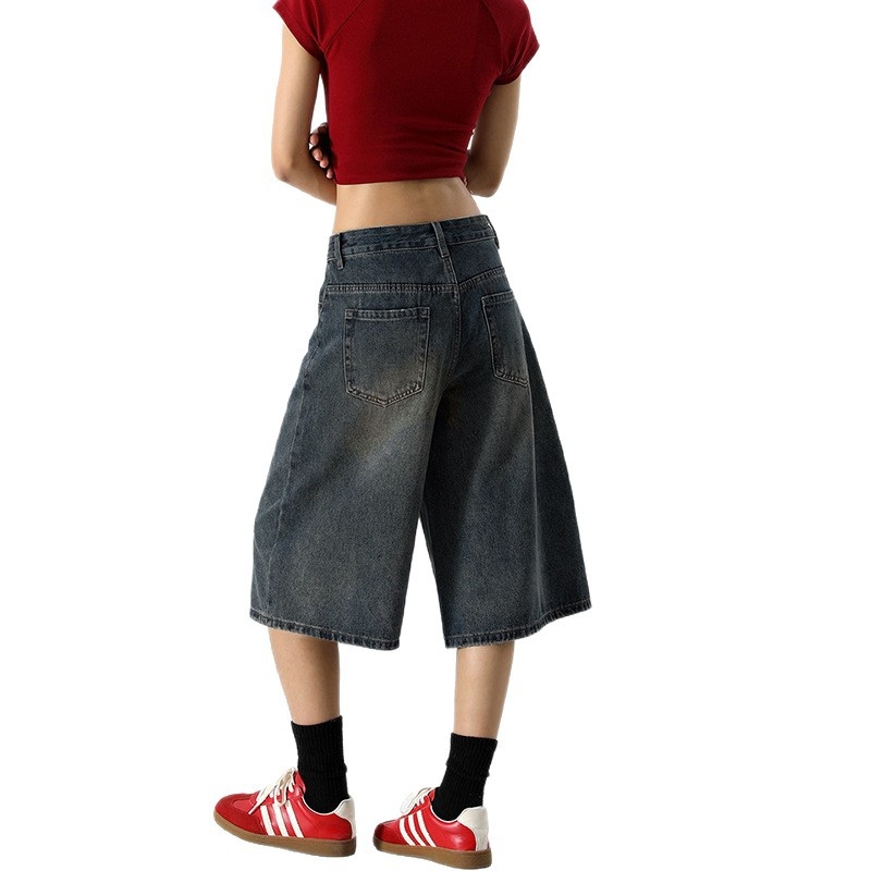 Ženske traperice od denima, visoka talija, široke nogavice, cropped dužina, street stil, 50-70% pamuka