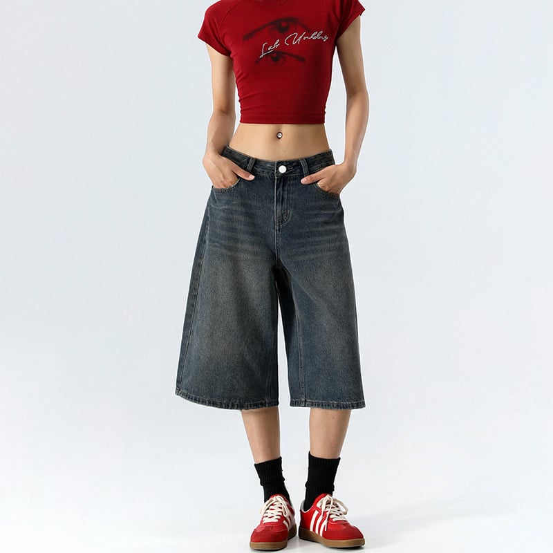 Ženske traperice od denima, visoka talija, široke nogavice, cropped dužina, street stil, 50-70% pamuka