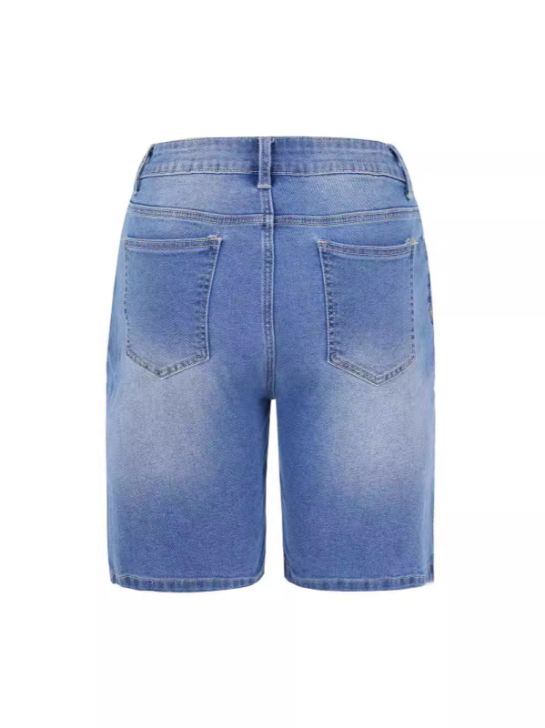Ženske cropped traperice ravnih krojeva, srednji struk, pamuk Cowboy cloth