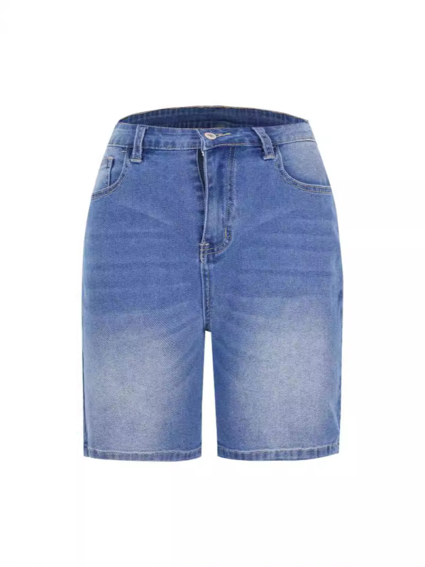 Ženske cropped traperice ravnih krojeva, srednji struk, pamuk Cowboy cloth