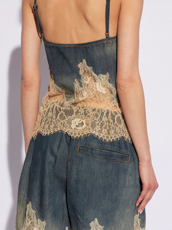 Șort din bumbac cu talie înaltă, lungime Five-Point, textură goală, stil street hipster