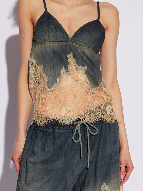 Șort din bumbac cu talie înaltă, lungime Five-Point, textură goală, stil street hipster