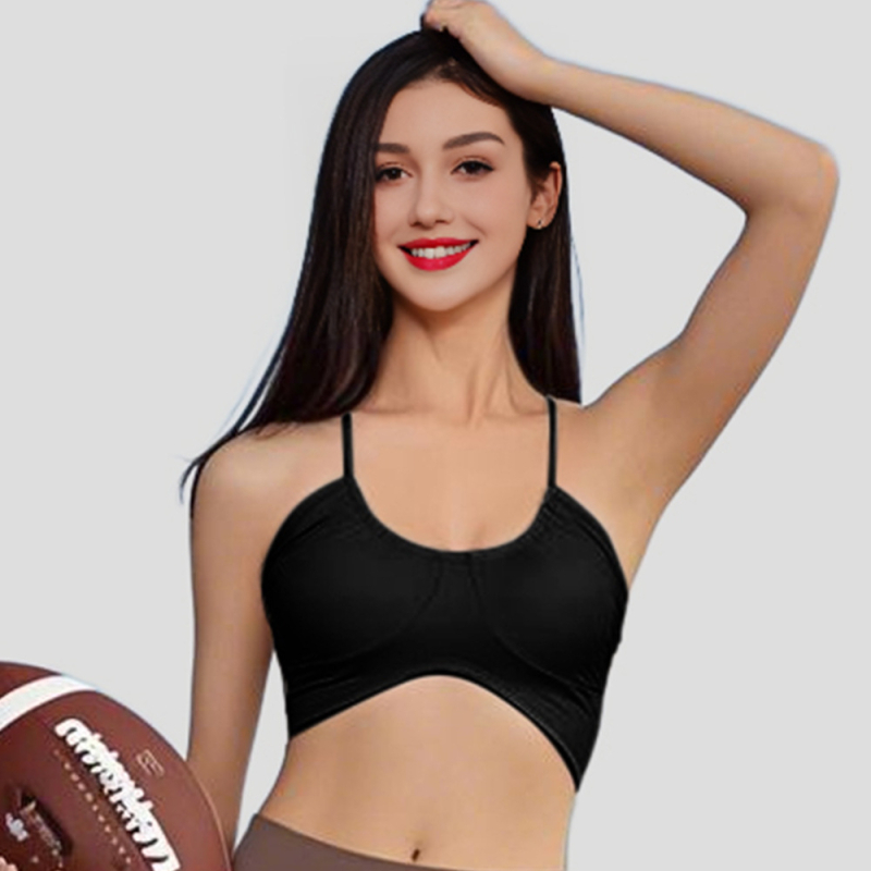 Női integrált vékony pántos sportmelltartó - leopárd mintás, 3/4 kosár, közepes formázó kosár, nylon 75% és 25% spandex bélés, rögzített dupla pántok