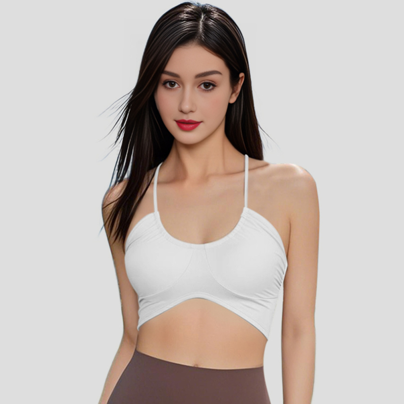 Női integrált vékony pántos sportmelltartó - leopárd mintás, 3/4 kosár, közepes formázó kosár, nylon 75% és 25% spandex bélés, rögzített dupla pántok