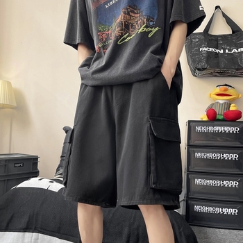 Férfi munkás denim rövidnadrág – lazán szabott, ötpontos hossz, 100% denim, Nyár 2024