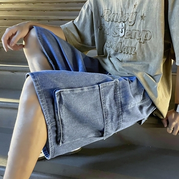 Férfi munkás denim rövidnadrág – lazán szabott, ötpontos hossz, 100% denim, Nyár 2024