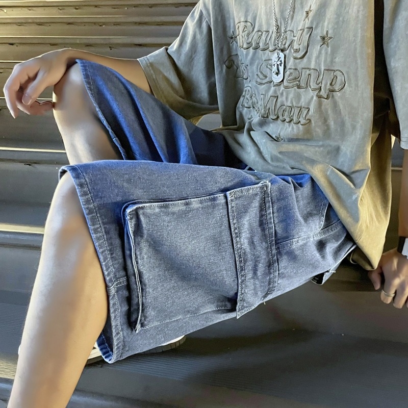 Férfi munkás denim rövidnadrág – lazán szabott, ötpontos hossz, 100% denim, Nyár 2024