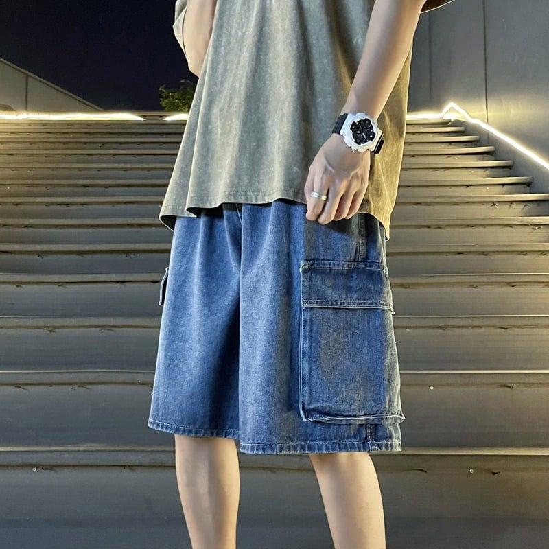 Férfi munkás denim rövidnadrág – lazán szabott, ötpontos hossz, 100% denim, Nyár 2024