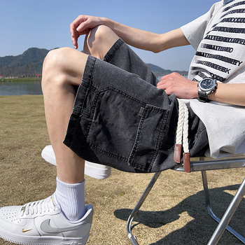 Ανδρικά σορτς από denim Tencel - καλοκαίρι ελαφριά, ελεύθερη γραμμή, μεσαία ζώνη, μήκος 5/4, ύφασμα Ice Silk, Lyocell 63% / Polyester 25% / Viscose 12%