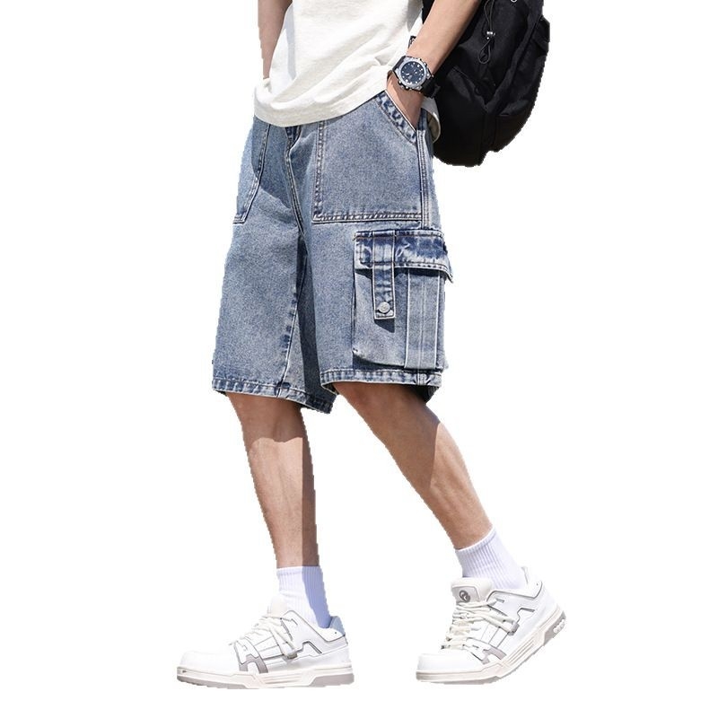 Ανδρικά σορτς από denim Tencel - καλοκαίρι ελαφριά, ελεύθερη γραμμή, μεσαία ζώνη, μήκος 5/4, ύφασμα Ice Silk, Lyocell 63% / Polyester 25% / Viscose 12%