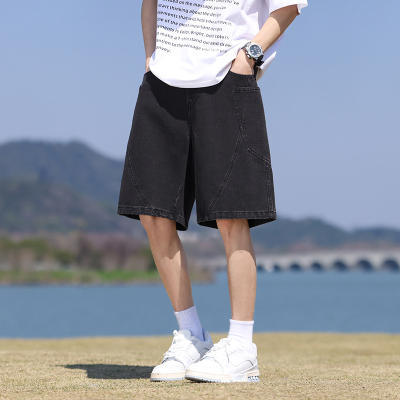 Ανδρικά σορτς από denim Tencel - καλοκαίρι ελαφριά, ελεύθερη γραμμή, μεσαία ζώνη, μήκος 5/4, ύφασμα Ice Silk, Lyocell 63% / Polyester 25% / Viscose 12%