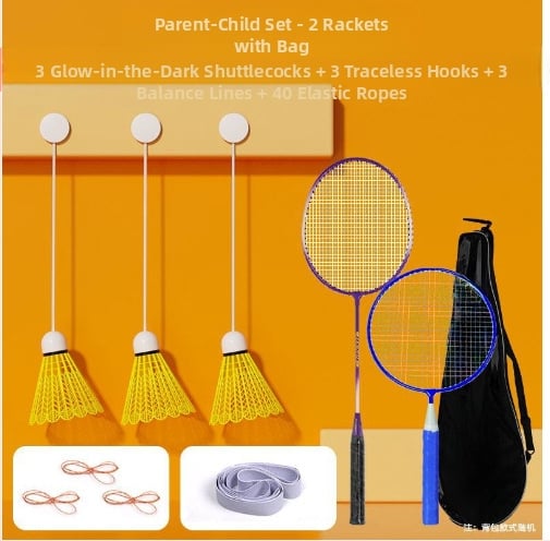 Badminton treniruoklis, plieno lydinio rėmas, svoris 95–100 g, rankenos storis G2, tiesus smūgis