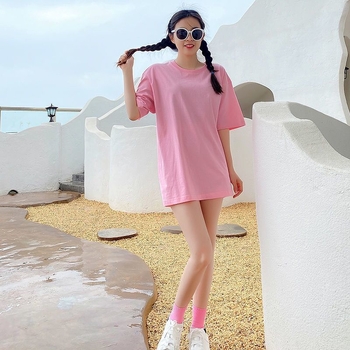 Κοντομάνικη μπλούζα από βαμβάκι με στρογγυλή λαιμόκοψη, κανονική εφαρμογή, αστικός casual στυλ (Χειμώνας 2022)