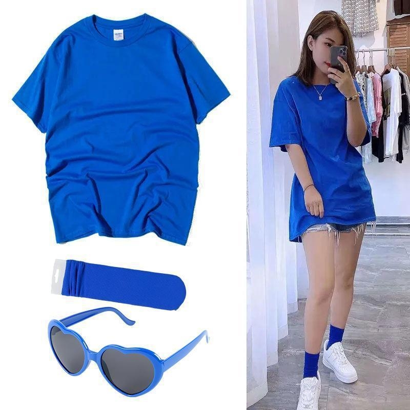 Tricou din bumbac cu mânecă scurtă, guler rotund, croială regulată, stil urban casual (Iarna 2022)