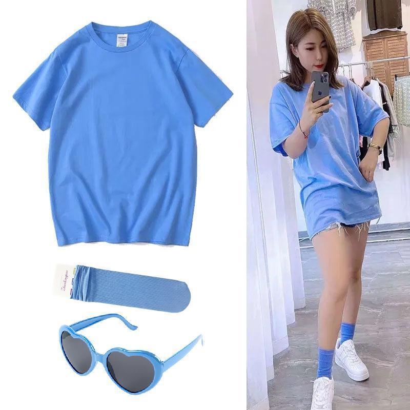 Tricou din bumbac cu mânecă scurtă, guler rotund, croială regulată, stil urban casual (Iarna 2022)