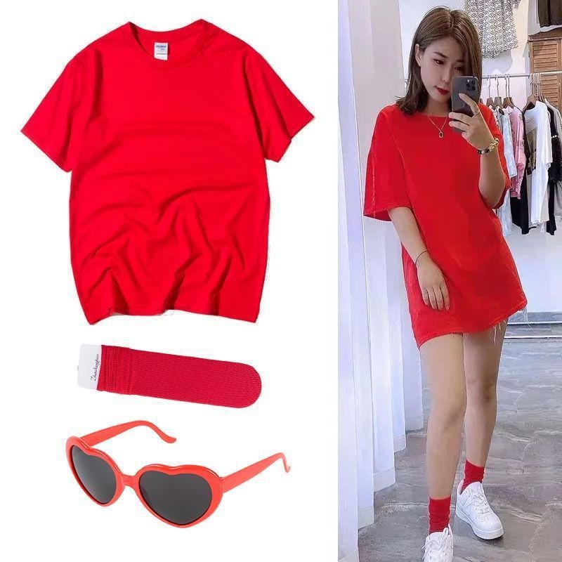 Tricou din bumbac cu mânecă scurtă, guler rotund, croială regulată, stil urban casual (Iarna 2022)