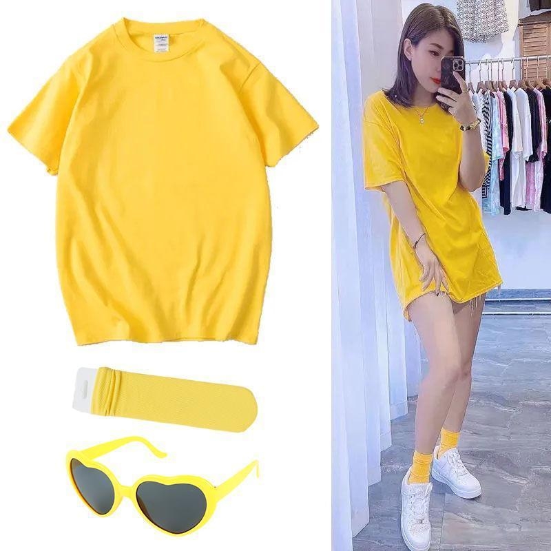 Tricou din bumbac cu mânecă scurtă, guler rotund, croială regulată, stil urban casual (Iarna 2022)