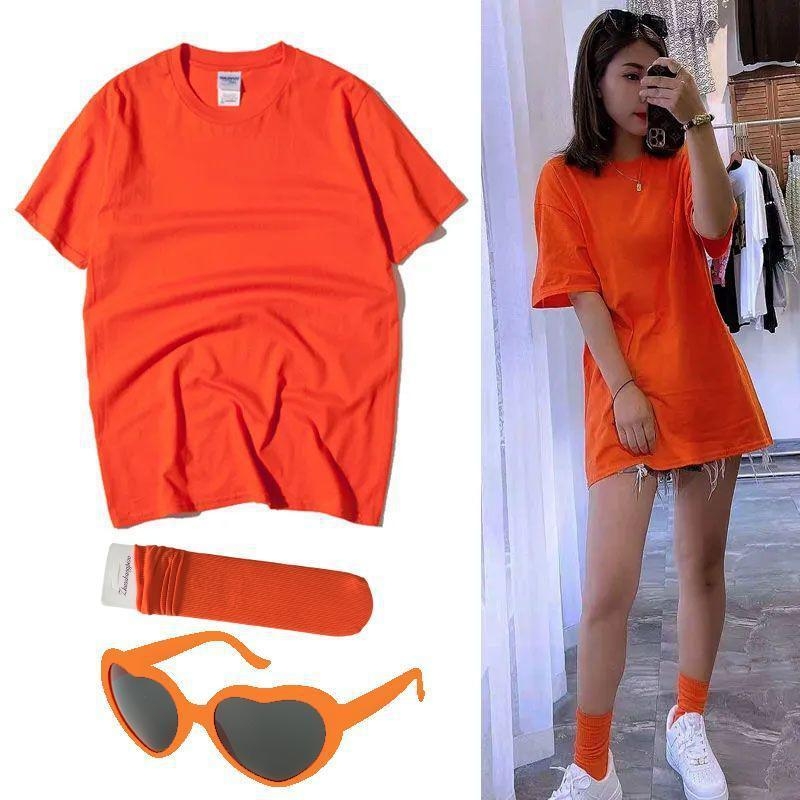 Tricou din bumbac cu mânecă scurtă, guler rotund, croială regulată, stil urban casual (Iarna 2022)