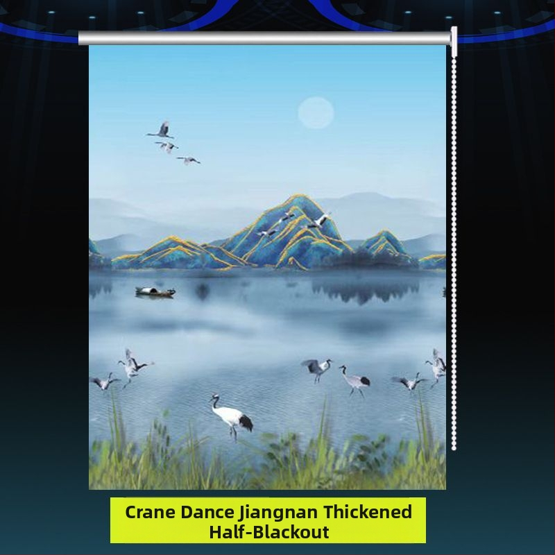 Ruloninė užuolaida, montavimas be gręžimo, stori audinys su peizažo spaudu svetainei