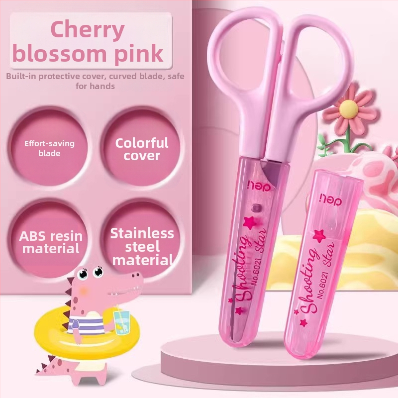 Deli universalaus modelio vaikų popieriaus žirklėms su plastine rankena ir apsauginiu gaubteliu