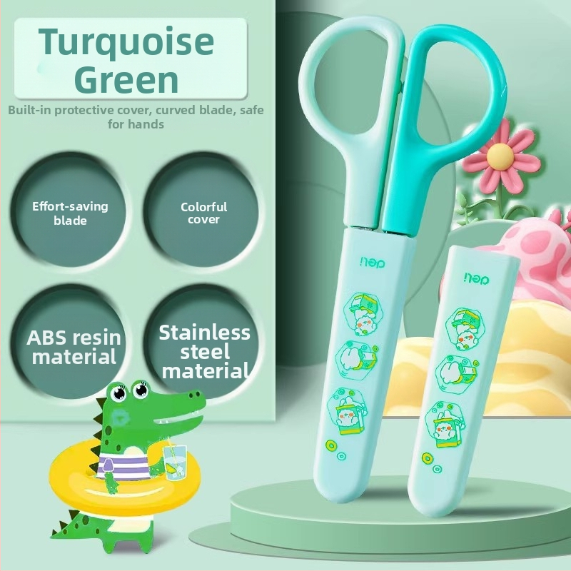 Deli universalaus modelio vaikų popieriaus žirklėms su plastine rankena ir apsauginiu gaubteliu