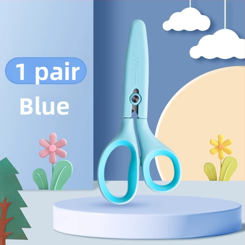 Deli universalaus modelio vaikų popieriaus žirklėms su plastine rankena ir apsauginiu gaubteliu