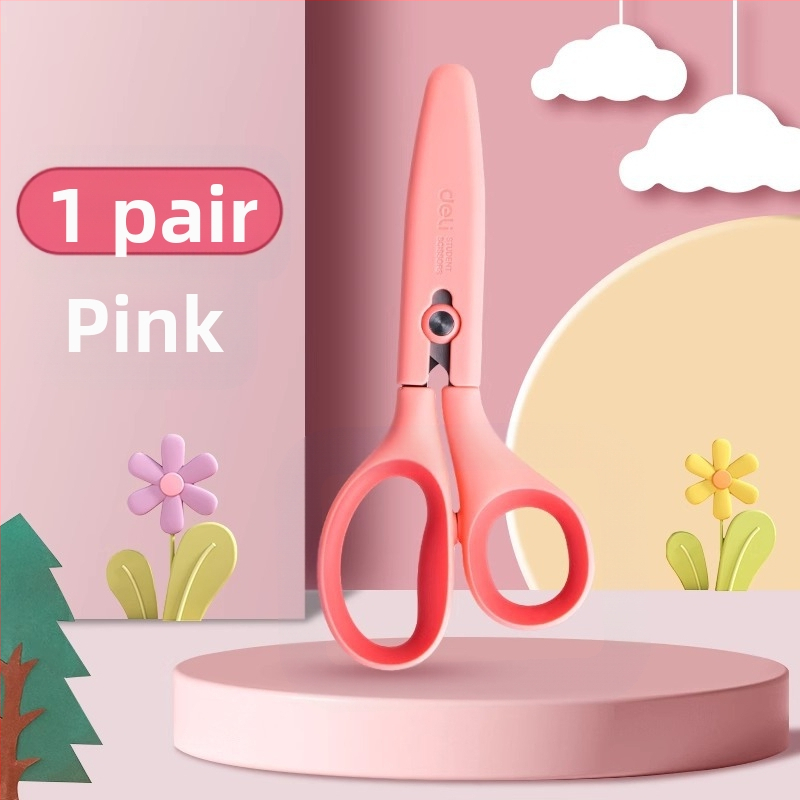 Deli universalaus modelio vaikų popieriaus žirklėms su plastine rankena ir apsauginiu gaubteliu