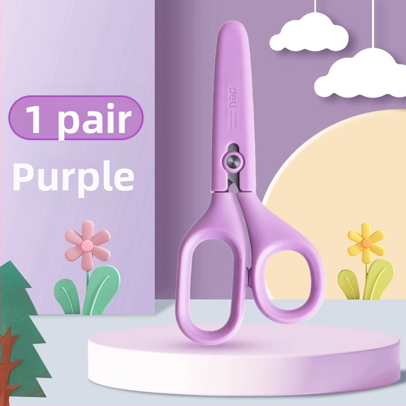 Deli universalaus modelio vaikų popieriaus žirklėms su plastine rankena ir apsauginiu gaubteliu