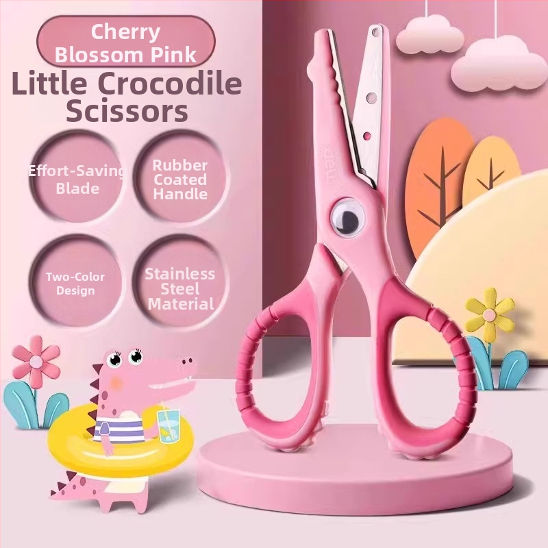 Deli universalaus modelio vaikų popieriaus žirklėms su plastine rankena ir apsauginiu gaubteliu