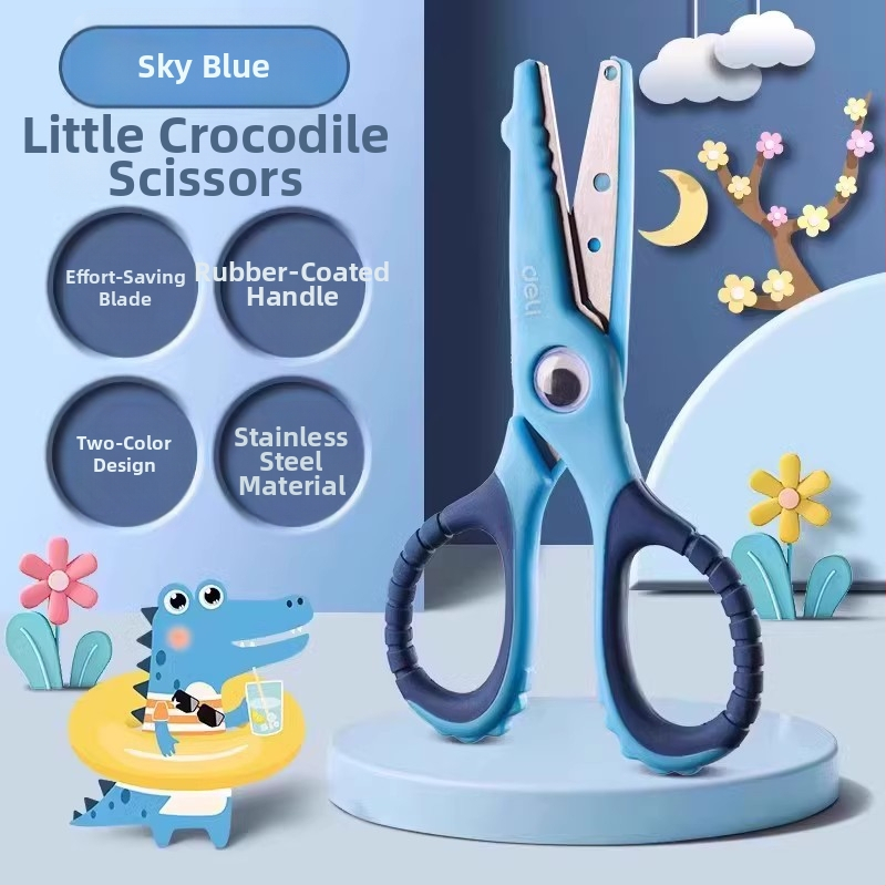 Deli universalaus modelio vaikų popieriaus žirklėms su plastine rankena ir apsauginiu gaubteliu