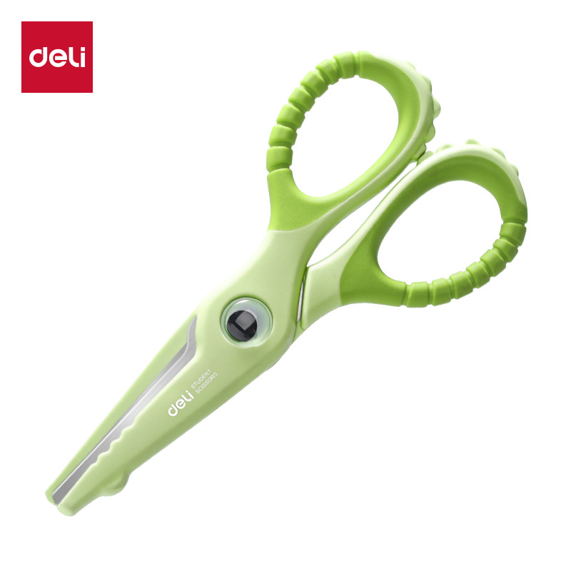 Deli universalaus modelio vaikų popieriaus žirklėms su plastine rankena ir apsauginiu gaubteliu