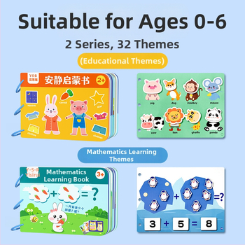 Izglītojošā klusā grāmata bērniem 4–6 gadu vecumā – kognitīvā attīstība, roku-acu koordinācija, plēšanas un līmēšanas uzdevumi