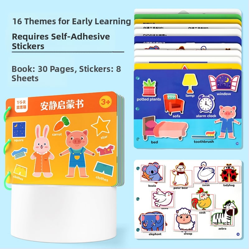 Izglītojošā klusā grāmata bērniem 4–6 gadu vecumā – kognitīvā attīstība, roku-acu koordinācija, plēšanas un līmēšanas uzdevumi