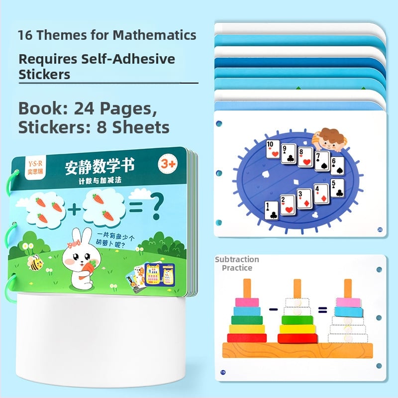 Izglītojošā klusā grāmata bērniem 4–6 gadu vecumā – kognitīvā attīstība, roku-acu koordinācija, plēšanas un līmēšanas uzdevumi