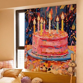 Sienos gobelenas su karikatūrų raštu, pūkuotas audinys, 100% poliesteris su 30% medvilnės priedu, stačiakampio formos, svetainei ir miegamajam, skaitmeninis terminis pernešimas, pritaikomas