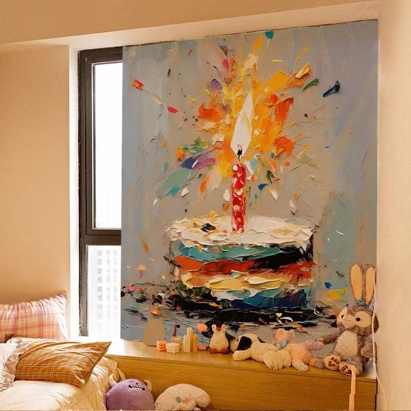 Sienos gobelenas su karikatūrų raštu, pūkuotas audinys, 100% poliesteris su 30% medvilnės priedu, stačiakampio formos, svetainei ir miegamajam, skaitmeninis terminis pernešimas, pritaikomas