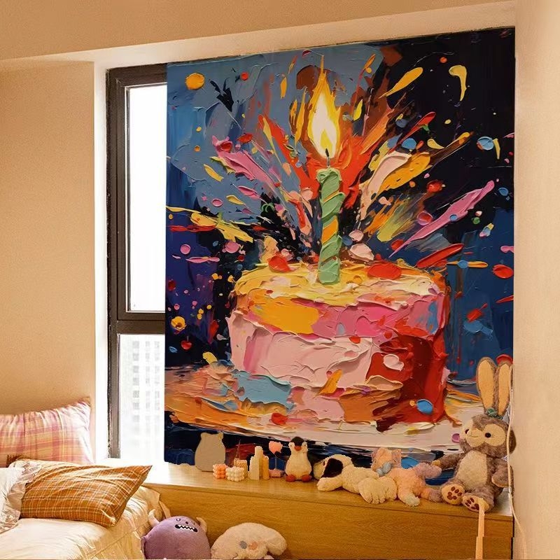 Sienos gobelenas su karikatūrų raštu, pūkuotas audinys, 100% poliesteris su 30% medvilnės priedu, stačiakampio formos, svetainei ir miegamajam, skaitmeninis terminis pernešimas, pritaikomas