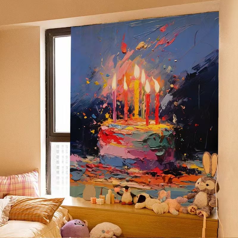 Sienos gobelenas su karikatūrų raštu, pūkuotas audinys, 100% poliesteris su 30% medvilnės priedu, stačiakampio formos, svetainei ir miegamajam, skaitmeninis terminis pernešimas, pritaikomas