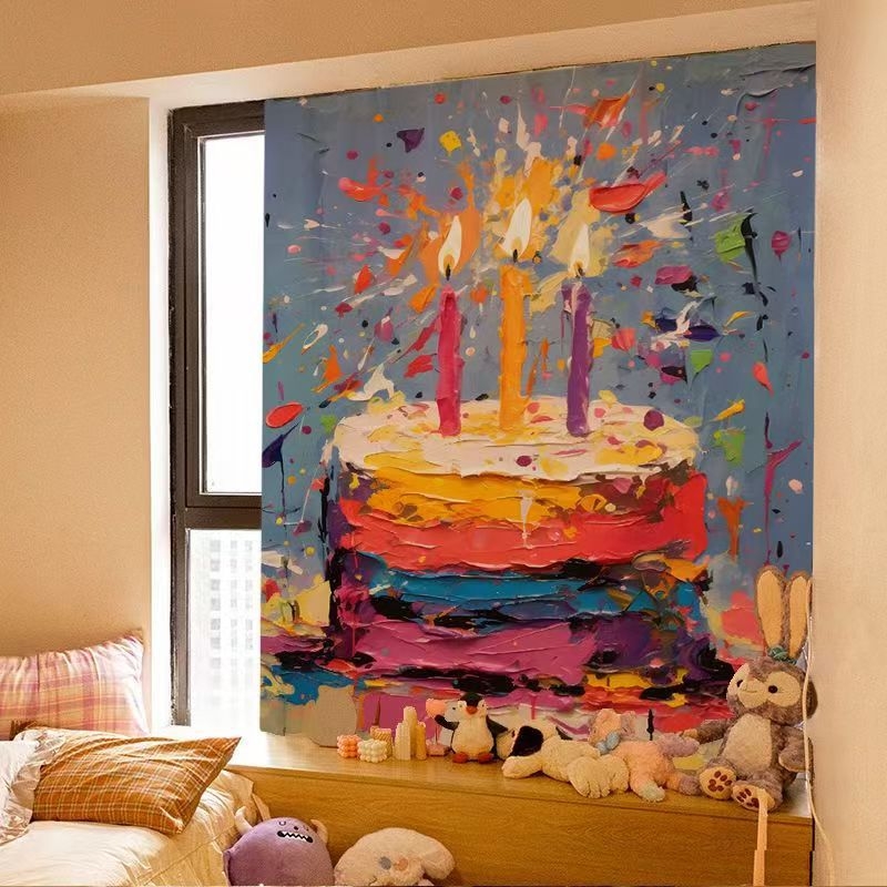 Sienos gobelenas su karikatūrų raštu, pūkuotas audinys, 100% poliesteris su 30% medvilnės priedu, stačiakampio formos, svetainei ir miegamajam, skaitmeninis terminis pernešimas, pritaikomas