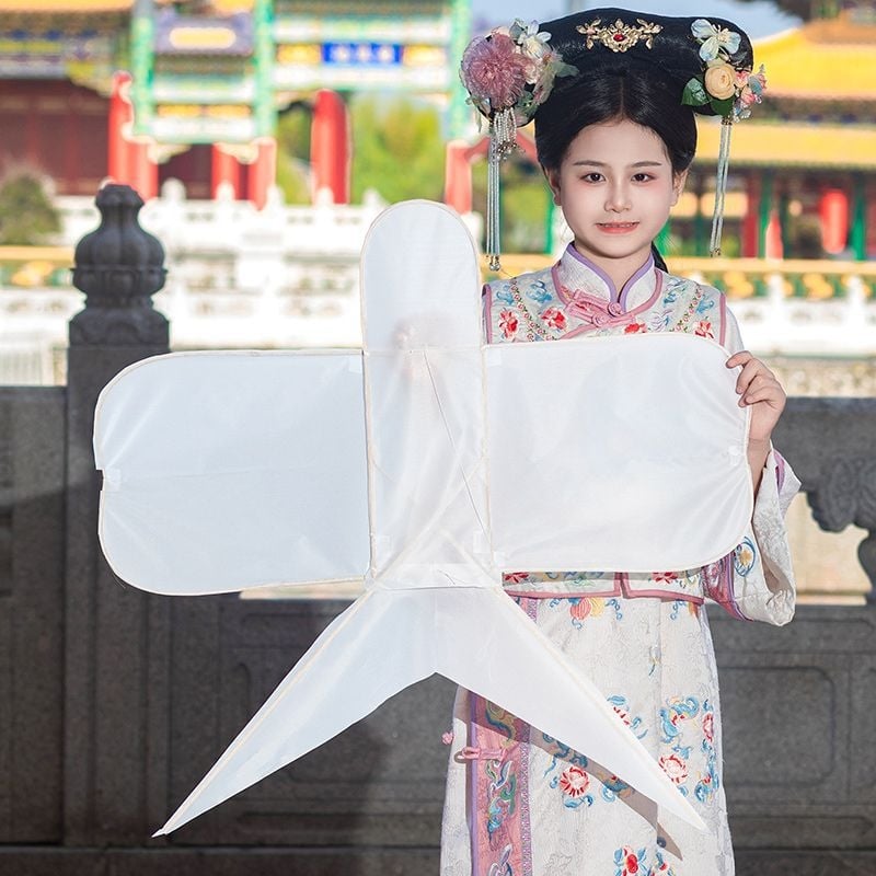 Rankų darbo popierinis vėjas kilpa su bambuko skeletu ir audiniu, tradicinio kinų stiliaus nuotraukų rekvizitas sužadėtuvėms ir gimtadieniams