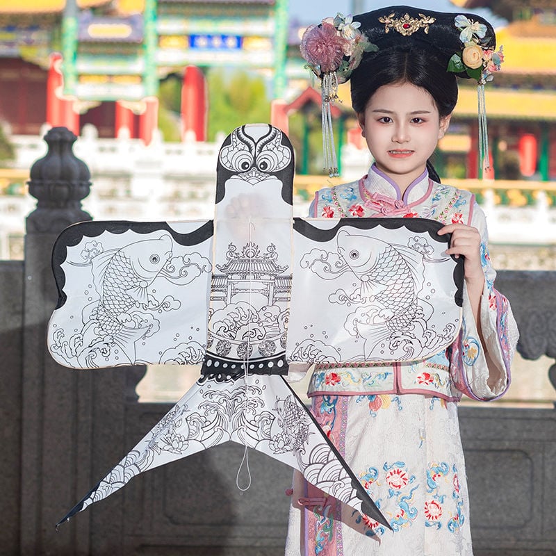 Rankų darbo popierinis vėjas kilpa su bambuko skeletu ir audiniu, tradicinio kinų stiliaus nuotraukų rekvizitas sužadėtuvėms ir gimtadieniams