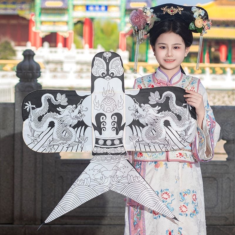 Rankų darbo popierinis vėjas kilpa su bambuko skeletu ir audiniu, tradicinio kinų stiliaus nuotraukų rekvizitas sužadėtuvėms ir gimtadieniams