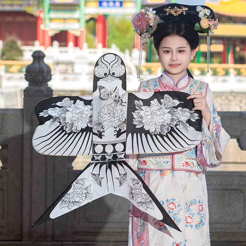 Rankų darbo popierinis vėjas kilpa su bambuko skeletu ir audiniu, tradicinio kinų stiliaus nuotraukų rekvizitas sužadėtuvėms ir gimtadieniams