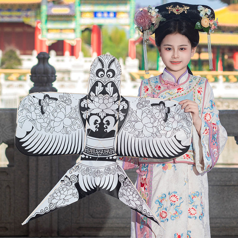 Rankų darbo popierinis vėjas kilpa su bambuko skeletu ir audiniu, tradicinio kinų stiliaus nuotraukų rekvizitas sužadėtuvėms ir gimtadieniams