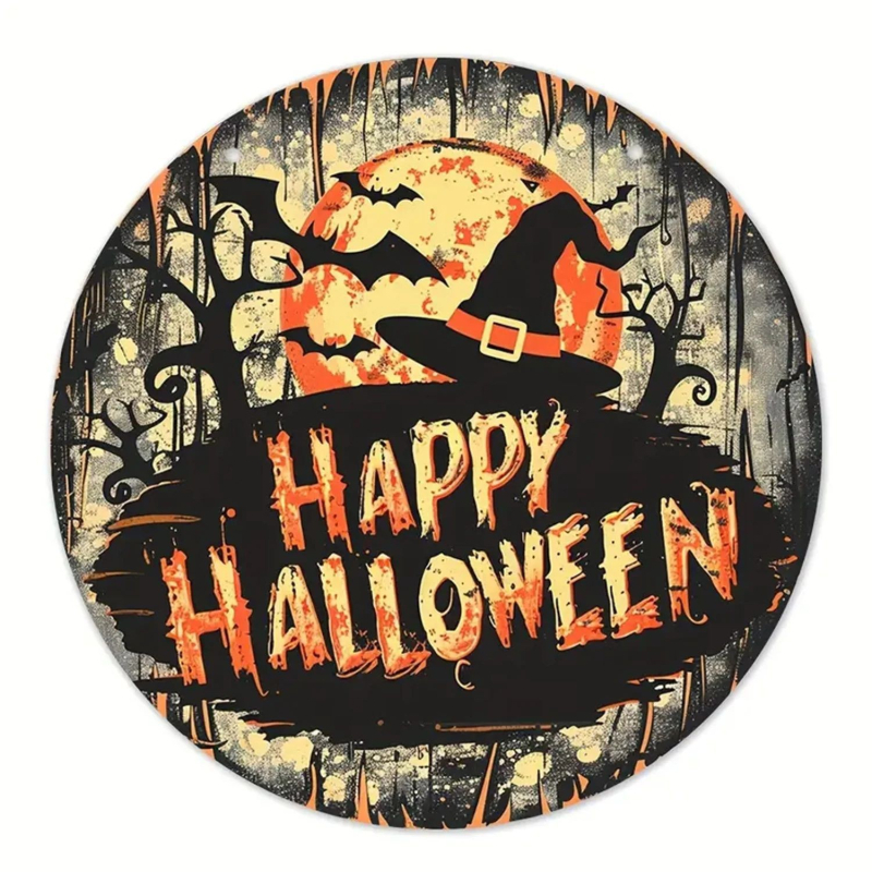 Drvena viseća dekoracija za Halloween — okrugla tikva; Materijal: drvo; Kategorija: viseća; Pogodno za uređenje doma, ureda, hrama i hotela; Poklon spreman
