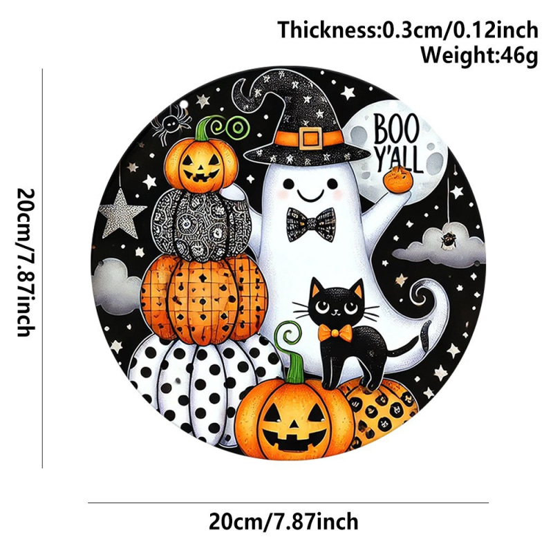 Drvena viseća dekoracija za Halloween — okrugla tikva; Materijal: drvo; Kategorija: viseća; Pogodno za uređenje doma, ureda, hrama i hotela; Poklon spreman