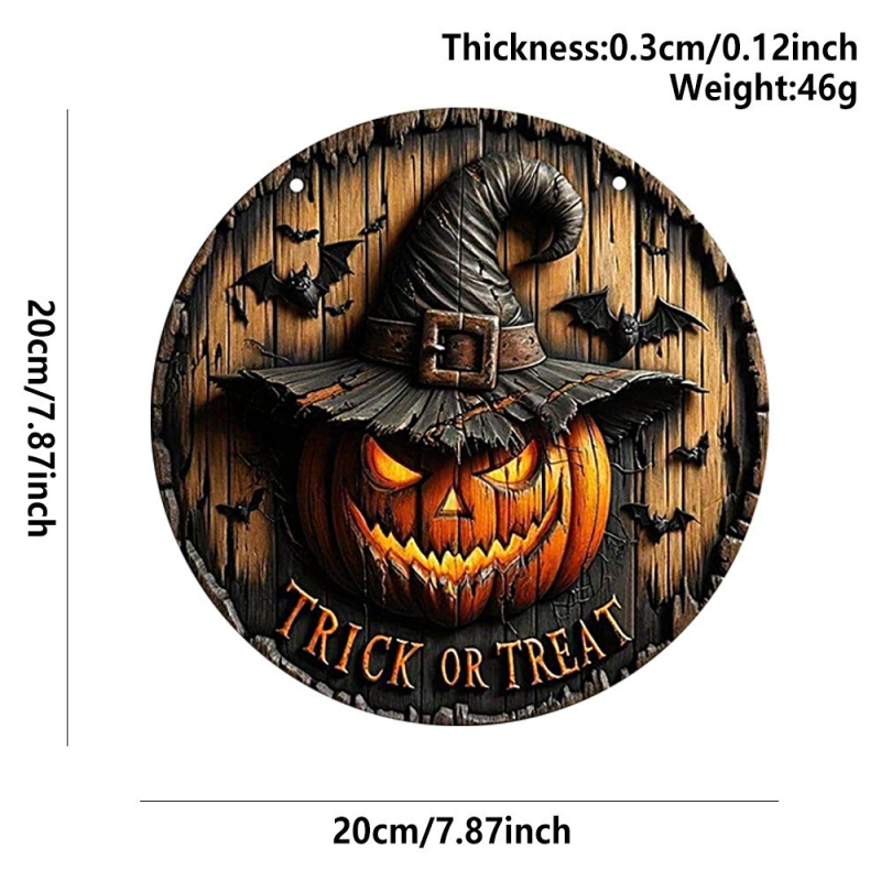 Drvena viseća dekoracija za Halloween — okrugla tikva; Materijal: drvo; Kategorija: viseća; Pogodno za uređenje doma, ureda, hrama i hotela; Poklon spreman
