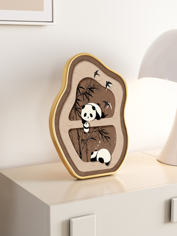 Κορνιζαρισμένος διακοσμητικός πίνακας σε μεσαιωνικό στυλ με μοτίβο γάτας για σαλόνι